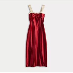 Derek Heart Stretch Satin Burgundy Sleeveless Sweetheart Bow Gown XL.D158
